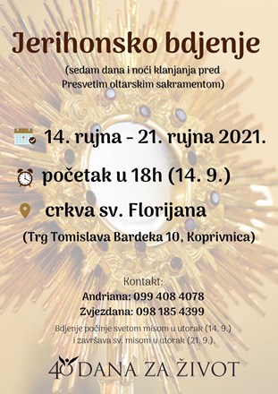Sedmodnevno Jerihonsko bdjenje po prvi puta u Koprivnici